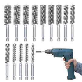 14 Piece Wire Brush Drill: Steel Brush Hole Wire Brushes Diameter 8/9/10/11/12/13/14/15/16/17/19/20/22/25 mm, Cylinder Wire Brush Delta Steel Hole Brush