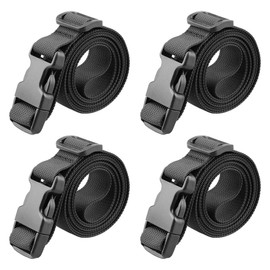 MAGARROW 40インチ 60インチ ストラップ バックル パッキングストラップ 調節可能 1インチベルト, ブラック (4点パック), 1" Wide - 60" Long