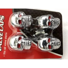 Pilot Automotive PM-342C Skull Tire Valve Caps - Chrome - Set Of 4