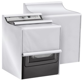 ANMINY Washing Machine Cover for Top Front Load 2 Pack, Outdoor Waterproof Washer Dryer Cover Dustproof Sun Wind Resistant 420D Oxford Cloth Washer Dryer Protector - 29" W x 28" D x 43" H, Silver
