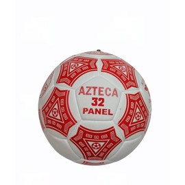 AZTECA Balon DE Futbol Soccer Clasico Medida Oficial # 5, Color Blanco/Rojo, Reforzado Doble Lona, 32 Paneles, Ideal para Todo Terreno Uso RUDO