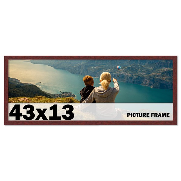 CountryArtHouse 43x13 Frame Brown Mahogany Picture Frame - Solid Wood
