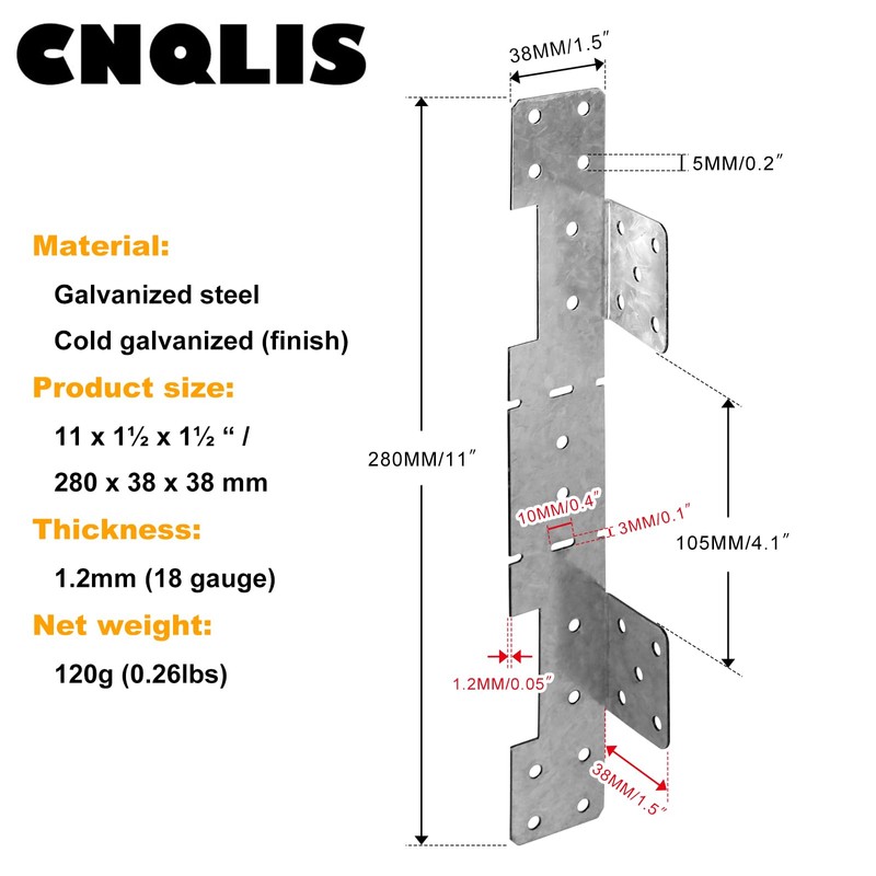 CNQLIS 8 PCS Adjustable Stair-Stringer Connector, 18 Gauge Heavy Duty