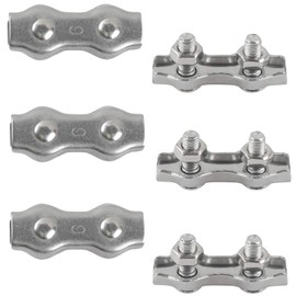 M6 Duplex Clamp Wire Rope Clamp Bolt Stainless Steel 304 Rope Clamp for 6 mm Wire Rope Steel Rope Washing Line Awning Fixed Pack of 6