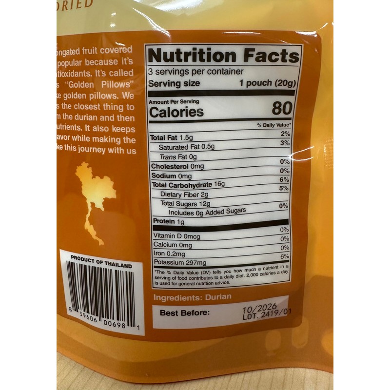 Paradise Green Freeze Dried Durian 3pks x 60g