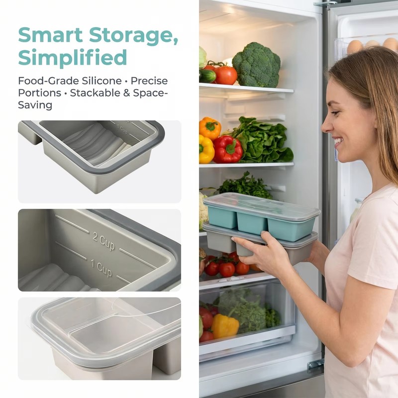 Silicone Soup Freezer Molds w/Lids,2-Cup Meal Prep,BPA-Free,Stackable,6Pack