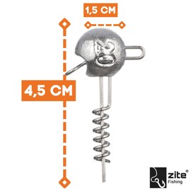 Zite Fishing Screw-In Jigs 5-20g Pack of 5 | Screw Jig Heads Lead Durable Predator Fishing | Screw Spiral Rubber Fish System | Corkscrew Screw Jig Heads Pike, Zander, Perch Fishing (20g)