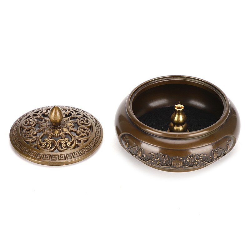 3.5in Vintage Lotus Censer Sandalwood Incense Holder Desktop Ornaments with