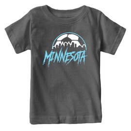Xtreme Apparrel Minnesota Soccer Skyline Kid's Fan T-Shirt (Charcoal Shirt, YS)
