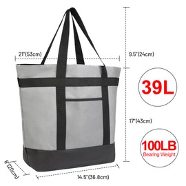 CIVJET NOVIIML ulated Reusable Tote Bag for Grocery Shopping for Women/Men, Pizza/Food Delivery Bag to Keep Food Cold/Hot for Uber Eats/Doordash/Grubub, Cooler bags for Travel/Beach/Picnic, Grey