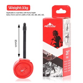 Biglumin Pack of 2 85 mm Road Bike Inner Tubes 700 x 18-32C, Lightweight Tubular French Mouth Tube, Road Hose, Air Tubes, 700 Road Bike Tube, TPU Inner Tube, Road Bike Ultralight, 33 g