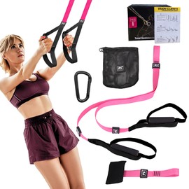 HEKE Equipo de Entrenamiento de Suspension, Rally Banda de Resistencia para Entrenamiento de Gimnasio en Casa de Cuerpo Completo, Entrenamiento Suspendido Cuerda de Tracción, Rosado