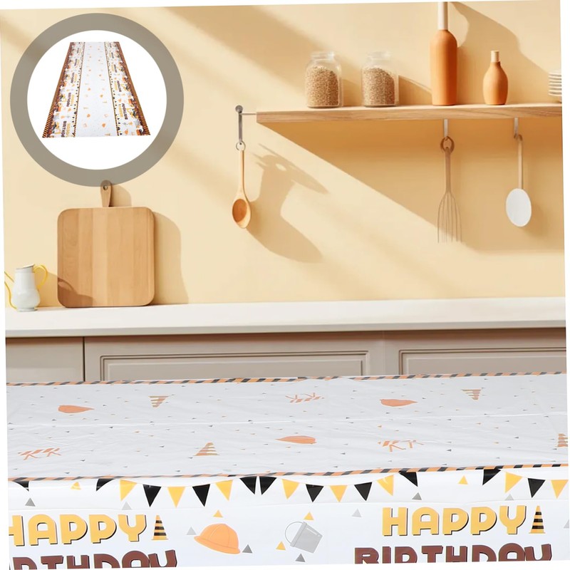 CAXUSD Birthday Party Tablecloth Construction Vehicle Theme Waterproof Plastic Table