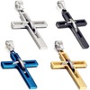 Flongo Men's Vintage Stainless Steel 2 Tone Hollowed Dual Cross