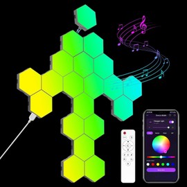 Kimimara Kimimara Hexagon RGB LED Panel - LED Sechseck Gaming Wandleuchte Smart LED Panel Lichter Musik Sync Licht Panels Modular Lampe Gaming Geschenke fr Gamer Room Deko (20 Pack)