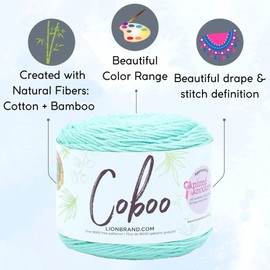 Lion Brand Knitting Yarn Coboo Yarn Lichen 835-173 (3-Skeins) Same Dye Lot DK Light Worsted #3 Soft 50% Cotton, 50% Bamboo Bundle with 1 Black Project Bag