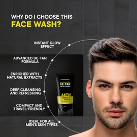 Men Deserve Skin Brightening Face Wash for Men | De-TAN Face Wash for Men with Saffron and Papaya | Sulphate and Paraben Free