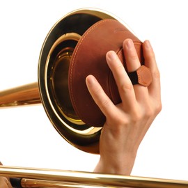 Trombone magnetic mute, lightweight leather mute for jazz and classical trombone players MG Leather Work (Trombone Plunger, Brown)
