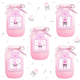 Cheereveal 100PCS Baby Q Thank You Favor Tags, BBQ Themed Baby Shower Party Decorations Pink, Barbecue Gift Tags for Baby Q Shower Decorations Girl