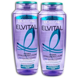 Loreal Elvital Hydra Hyaluronic Pure Shampoo 2 x 300 ml Pack of 2