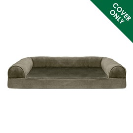 Furhaven Replacement Dog Bed Cover Faux Fur & Velvet Sofa-Style, Machine Washable - Dark Sage, Jumbo Plus (XX-Large)