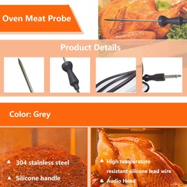 Wolf Oven Temperature Probe 318601302 26in Food-Grade Silicore Wire & 304 Stainless Steel, High Accuracy +/-0.05% Genuine Replacement for Model 5304503737