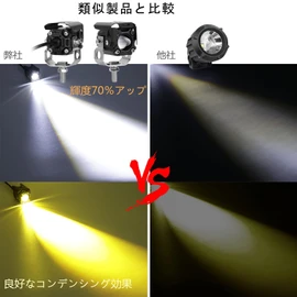 KAWELL 40W Motorcycle Fog Light, Work Light, LED Mini Rectangular Spotlight, Motorcycle Auxiliary Light, Switch Between 2 Colors, Color Temperature: 3000K-6000K; Yellow (3000K) + White (6000K) Low