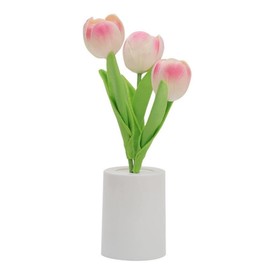 Fangool LED Tulip Flowers Night Light for Home Living Room Decor Artificial Flower with Vase Table Centerpieces for Birthday Holiday Party Wedding Room Decoration