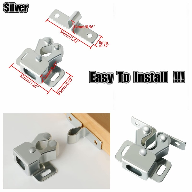 Alise Cabinet Door Latch,Cupboard Closet Doors Catch Closer Double Ball