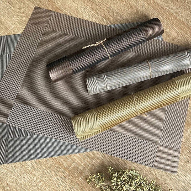 4PCS Table Placemats, PVC Dining Table Mats Woven Vinyl Table