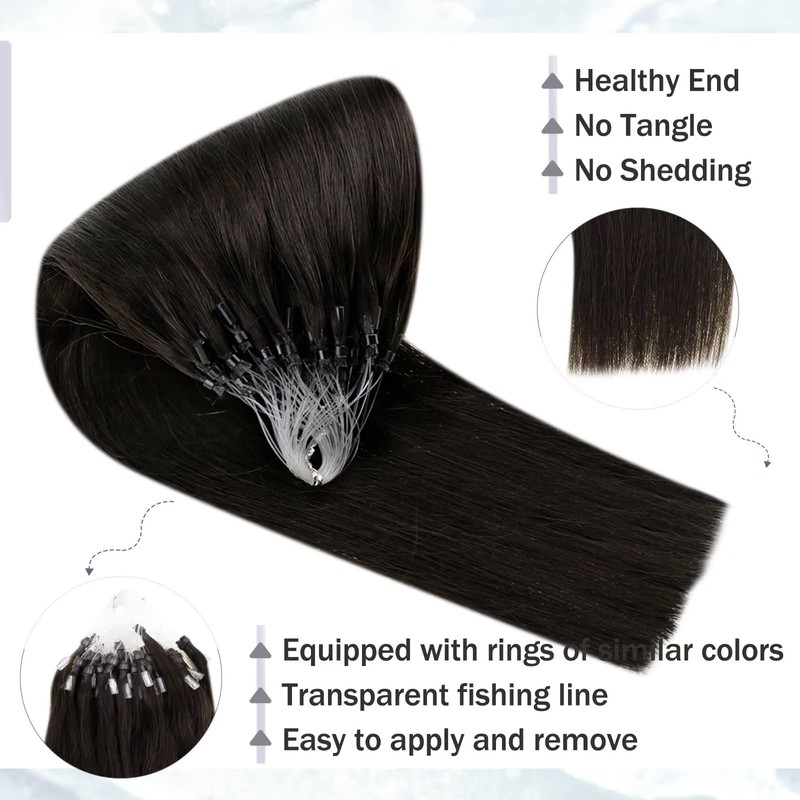 Hetto Micro Ring Extensions, Real Hair Brown Micro Ring Extensions,