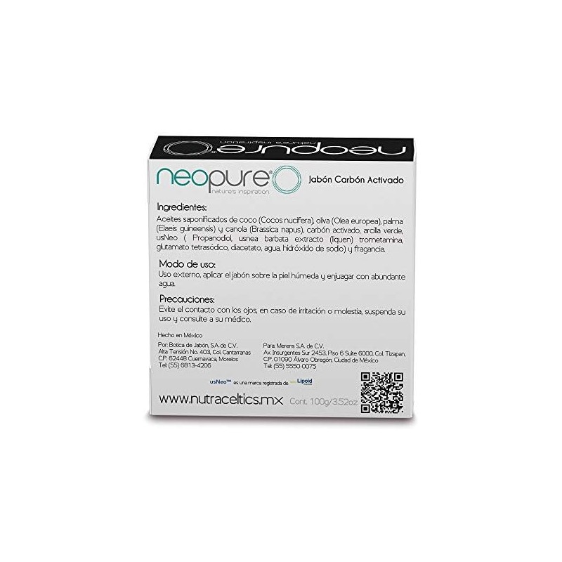 Jabón neopure® Carbón Activado + usNeo® Barra 100 G