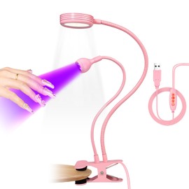 BangJiaju Goose Neck UV Nail Lamp: UV Light for Gel Nails with Adjustable Clamp, Double-Headed LED Flash Cure Nail Lamp for Professional Manicure Salon Home, Pink