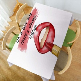 Swono Decorative Rectangle Table Cloth Sexy Lips, Lip Rouge On A Bad Day There Lipstick Polyester Tablecloth Kitchen Table Cover for Dining BBQ Picnic Coffee Table 50x72, 4-6 Seats