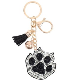 Bling Pets & Creatures Bag Charm with Keychain, Fashion Accessory For Keys, Purse, Backpack decor keychain bag keychain charms:_Cat Paw, Gold Hardware