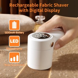 𝗥𝗲𝗰𝗵𝗮𝗿𝗴𝗲𝗮𝗯𝗹𝗲 Fabric Shaver, coldSky Lint Remover for Clothes with 3 Replaceable Blades, Electric Lint Shaver with Digital Display, 3-Speeds Defuzzer for Removing Fuzz and Pill from Sweater