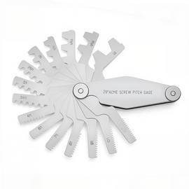 PLAXCON 29 Degree Acme Screw Pitch Gauge Stainless Steel Thread Pitch Measuring Tool Set T-Thread Cutting Gage 16pcs
