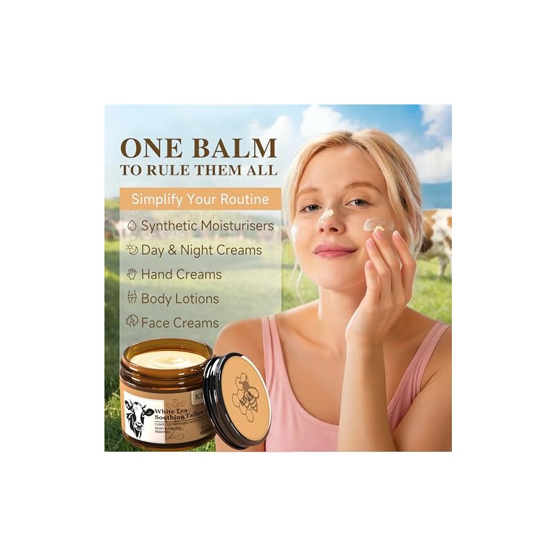 White Tea Grass-Fed Beef Tallow Balm for Men - Whipped