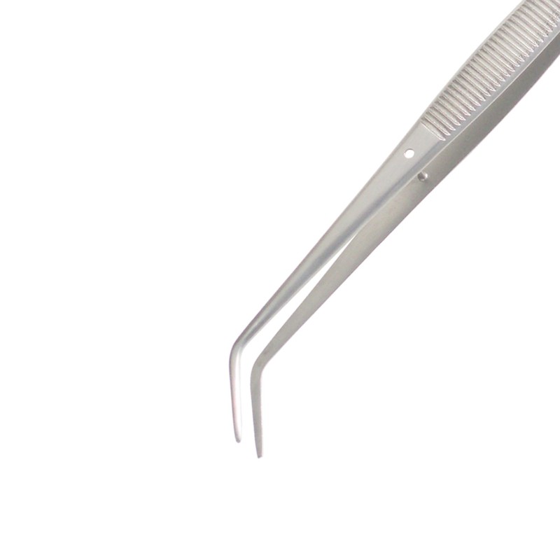 REMOS Pinzette mit geriffelter Greiffläche und gebogener Spitze 16 cm