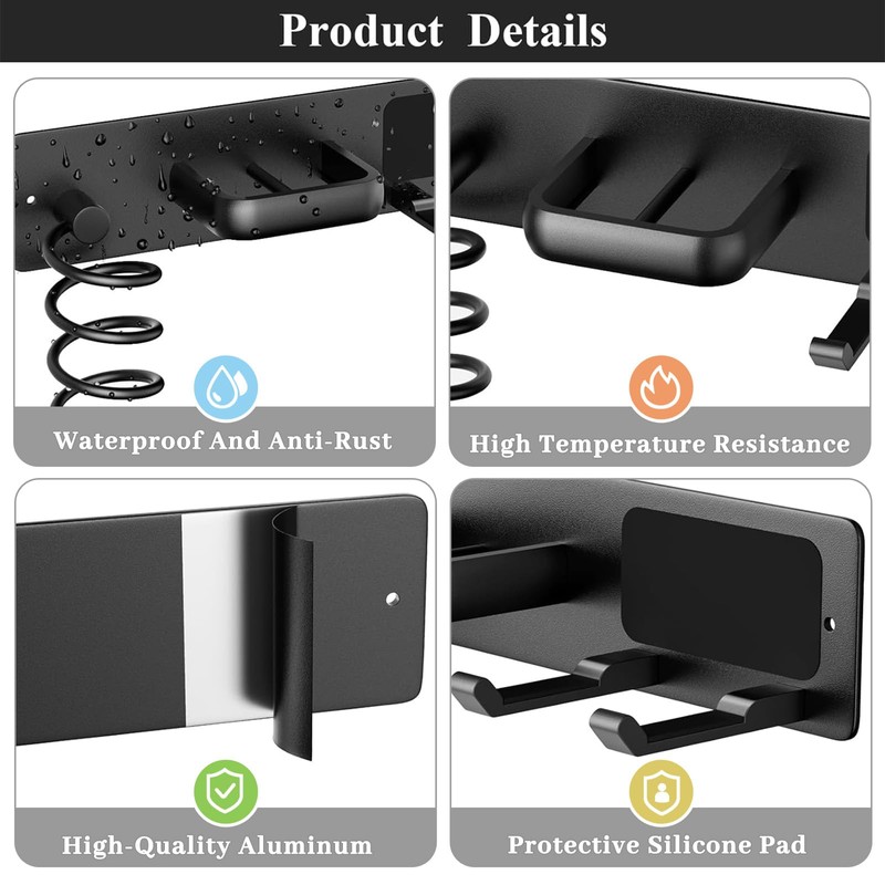 Hair Dryer Holder, 3 in 1 Curling Iron Holder &