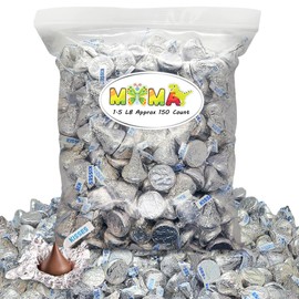 Kisses Silver Foiled Classic Milk Chocolate - 1.5 lb Individually Wrapped Bulk Candy for Snacking & Sharing - Chocolate Treats for Christmas, Birthdays & Easter