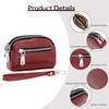 ALLITIC Women Coin Purse Genuine Leather Small Triple Zipper Coin