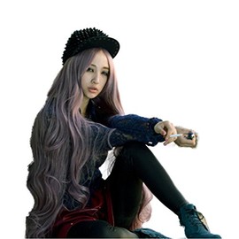 100 cm Women's Wigs Full Wig. Long Curly Wavy Curly Loose Soft Daily Lolita Natural Texture Harajuku Style High Temperature Heat Resistant Anime Cosplay Costume for One Size Fits Most Purple potatoes