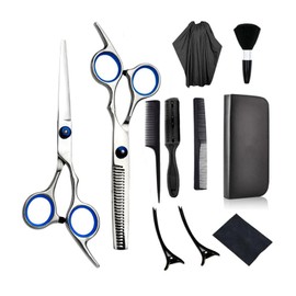 Professional Hair Cutting Kit, 11-Piece Set with Stainless Steel Scissors, Combs, Cape, Case