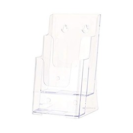 Marketing Holders Brochure Holder for 4" Trifolds Multi Tier 2 Pocket Organizer Clear Acrylic Countertop or Wall Mount Space Saving Pamphlet Dispenser with Hanging Hardware