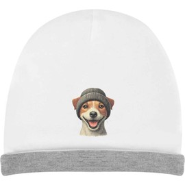 Azeeda 'Jack Russell Wearing Woolly Hat' Kids Slouch Hat (KH00035933) White