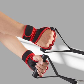 Sports Gloves with Wrist Wraps, 1 Pair Full Palm Protection Weight Lifting Workout Gloves, Great for Gym Workout, Pull Ups Cross Training Fitness Men & Women - Color: Red, Specification: L