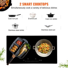 Happybuy Electric Cooktop, 2 Burners, 24'' Induction Stove Top, Built-in Magnetic Cooktop 1800W, 9 Heat Levels, LED Touch Control with Child Lock & Overheat Protection