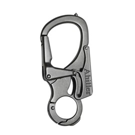 [Ahiller] Carabiner, Keychain Set, Double Lock Design, Tungsten Tip Cone, Small Alloy Canabilla with 2 Straps Suitable for Camping, Hiking, Fishing, Outdoor Survival, etc, 1 x Gunmetal [Without Black