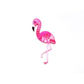 PL Pink Flamingo Cute Bird Cute Cartoon logo1 Sew Iron on Embroidered Applique Badge Sign Patch Clothing Costume